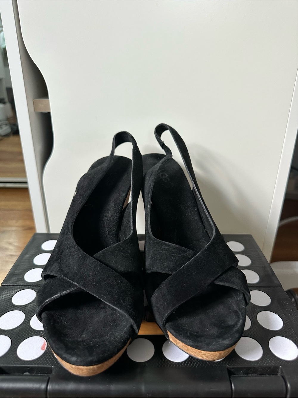 UGG brand Black Suede Slingback Wedge Sandals - Women